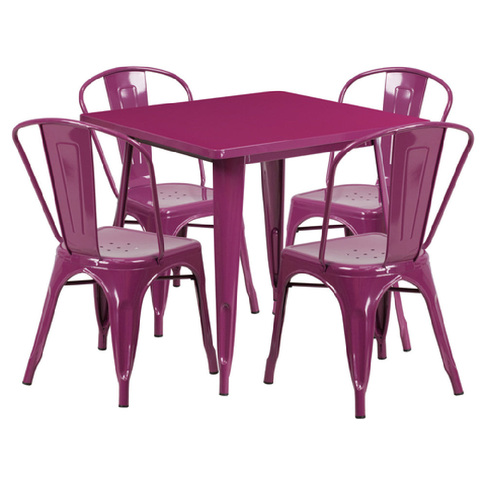 Flash Furniture ET-CT002-4-30-PUR-GG Table And Chair Set Includes (1) 31-1/2"W X 31-1/2"D X 29-1/2"H Table