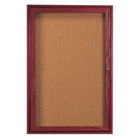 Aarco CBC3624R Red Oak Bulletin Board 24"W X 36"H Enclosed