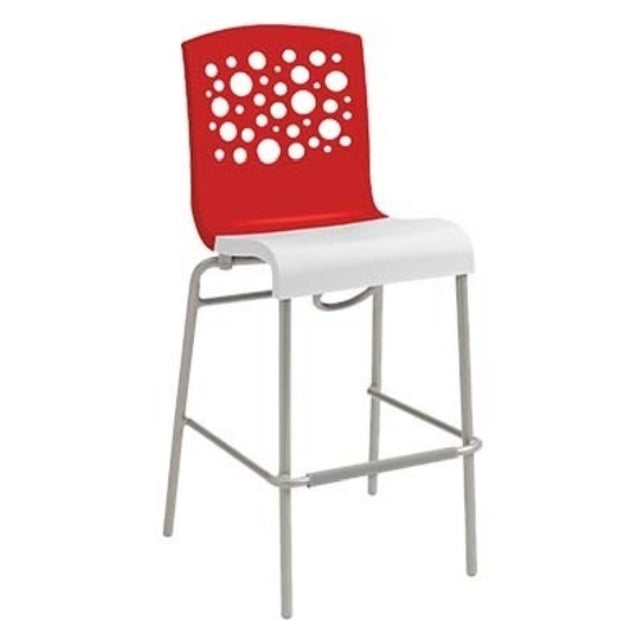 Grosfillex US838414 Tempo Stacking Barstool Resin Back With Circle Cutout Resin Seat