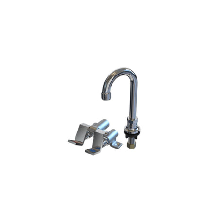 NBR Equipment P5F2-DS3G Single Hole Deck Mount Foot Valve With 3-1/2" Gooseneck Spout