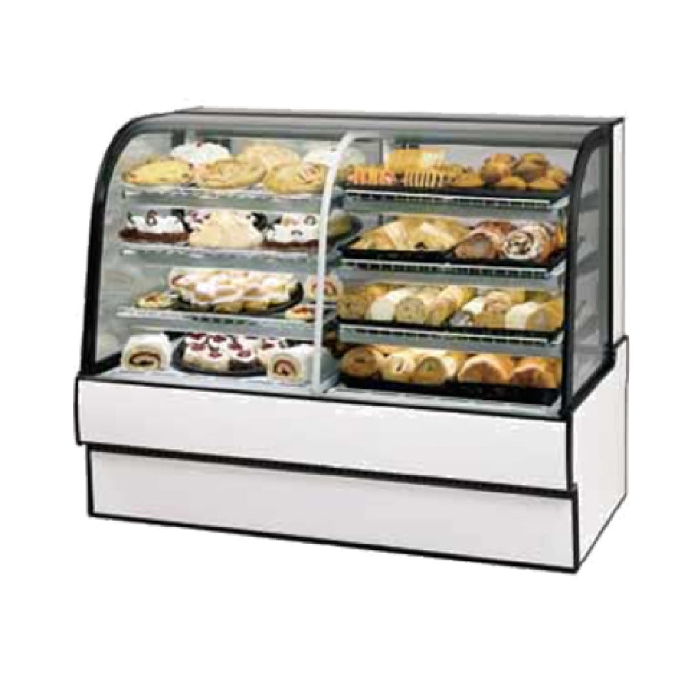 Federal Industries CGR5042DZ Curved Glass Vertical Dual Zone Bakery Case Refrigerated Left Non-Refrigerated Right