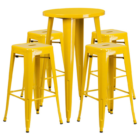 Flash Furniture CH-51080BH-4-30SQST-YL-GG Table And Bar Stool Set Includes (1) 24" Dia. X 41"H Table