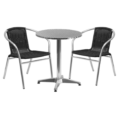 Flash Furniture TLH-ALUM-24RD-020BKCHR2-GG Table & Chair Set Includes (1) 23-1/2" Dia. X 27-1/2"H Table