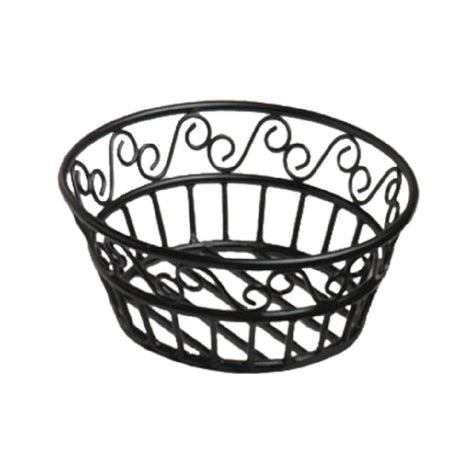 American Metalcraft BLSB80 Bread Basket 8" Dia. X 3"H Black Scroll Design