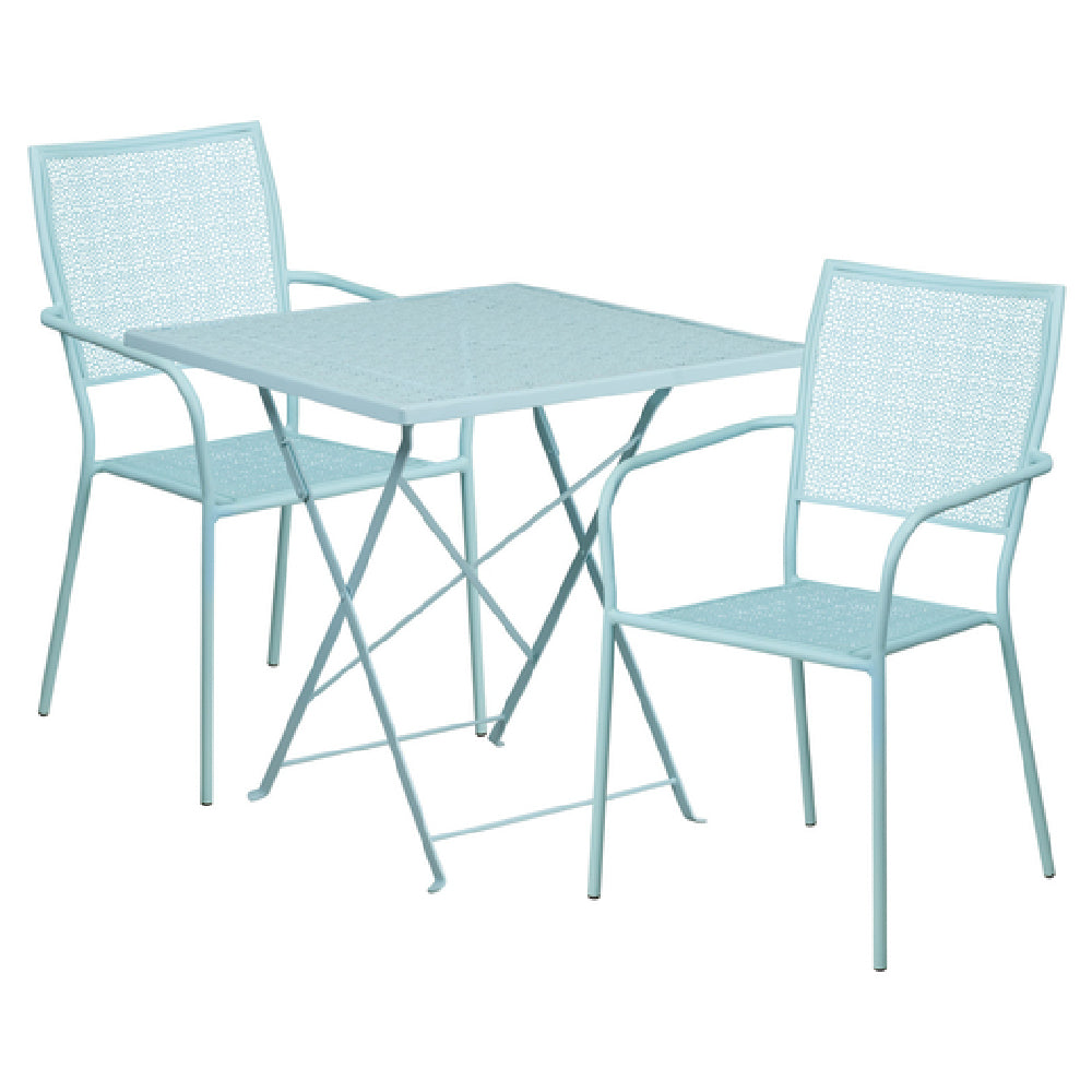 Flash Furniture CO-28SQF-02CHR2-SKY-GG Patio Table Set Includes (1) Folding Table: 28"W X 28"D X 28-1/4"H