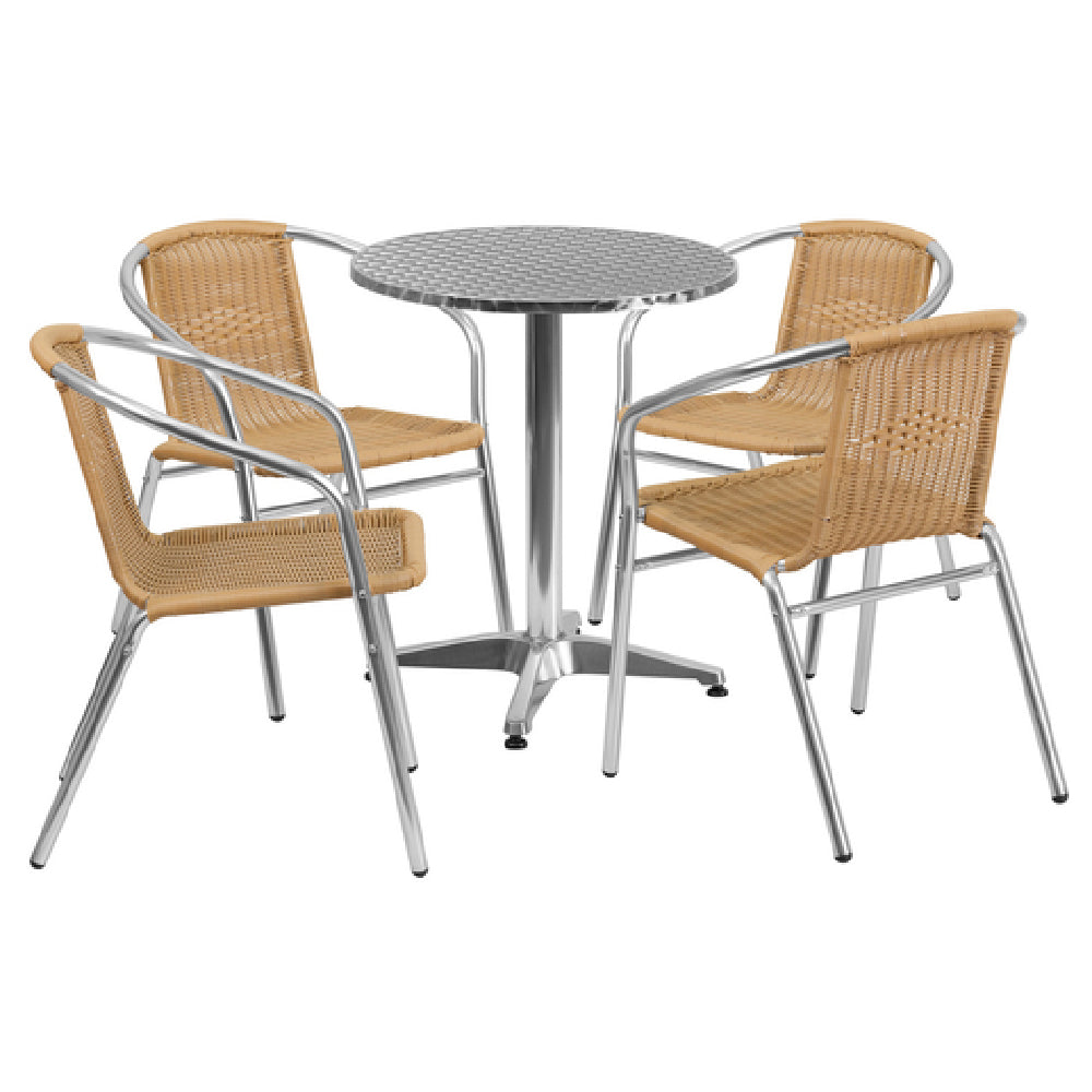 Flash Furniture TLH-ALUM-24RD-020BGECHR4-GG Table & Chair Set Includes (1) 23-1/2" Dia. X 27-1/2"H Table