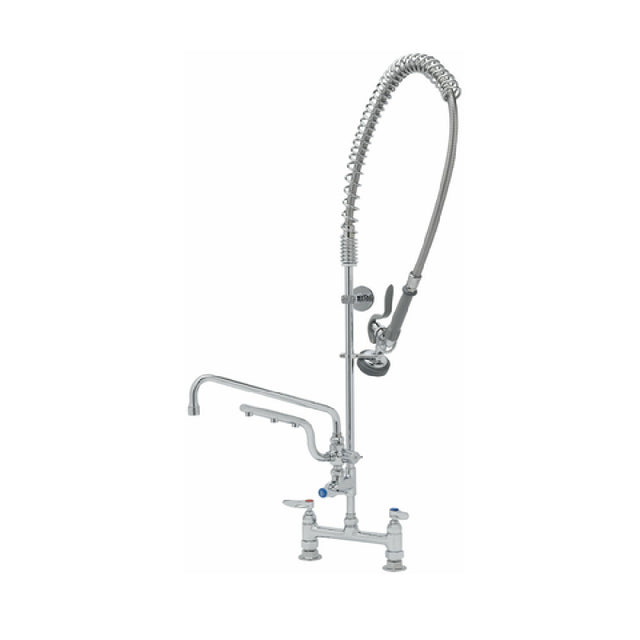 T&S Brass B-0123-U12-B UltraRinse 8” Deck Mount Mixing Faucet With Polished Chrome Plated Brass Body