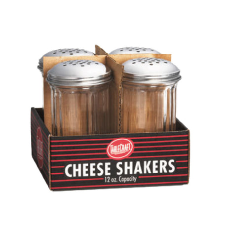 Tablecraft C800-4 Cash & Carry Cheese Shakers 12 Oz. Fluted Glass