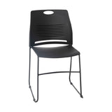 Flash Furniture RUT-NC499A-BK-GG HERCULES Series Commercial Grade 660 Lb. Capacity Black Plastic Stack Chair With Black Powder Coated Sled Base Frame And Integrated Carrying Handle