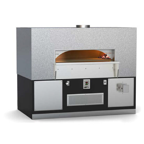 Wood Stone FD-9660RFGRIR-CL Fire Deck Stone Hearth Oven Radiant Gas Flame On Right With Infrared Under Floor Burner And Mandatory Coal Burning On Left Side