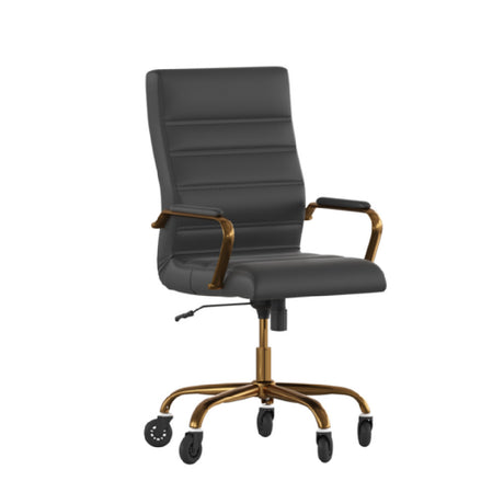 Flash Furniture GO-2286H-BK-GLD-RLB-GG Whiteney Executive Swivel Office Chair 39-1/4" To 43" Adjustable Height