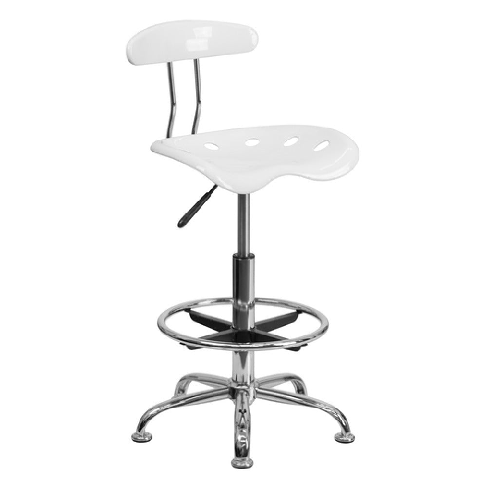 Flash Furniture LF-215-WHITE-GG Swivel Drafting Stool Adjustable Height Contemporary Style