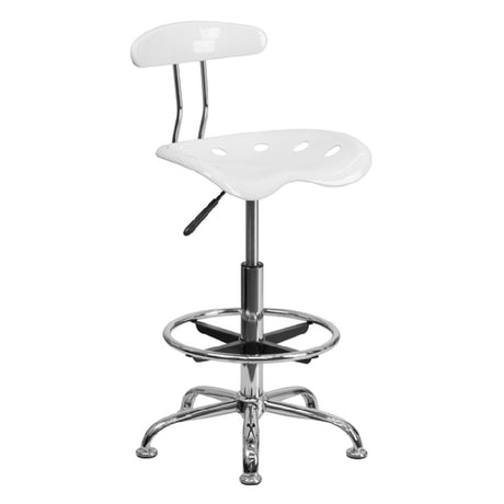 Flash Furniture LF-215-WHITE-GG Swivel Drafting Stool Adjustable Height Contemporary Style