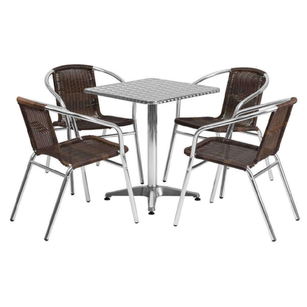 Flash Furniture TLH-ALUM-24SQ-020CHR4-GG Table & Chair Set Includes (1) 23-1/2"W X 23-1/2"D X 27-1/2"H Table