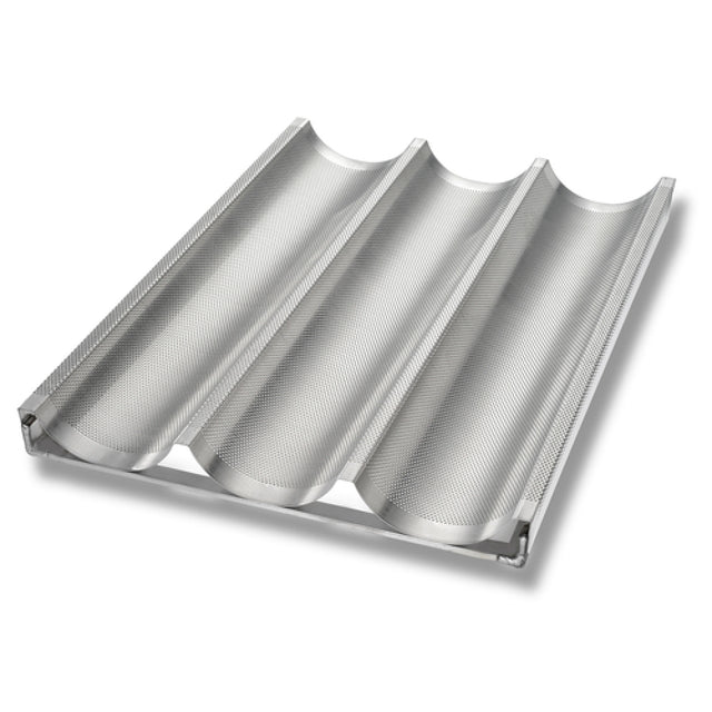 Chicago Metallic 49011 Baguette Pan 17-3/4" X 25-3/4" X 2-1/16" Overall Makes (3) 5" X 25-3/4" Loaves