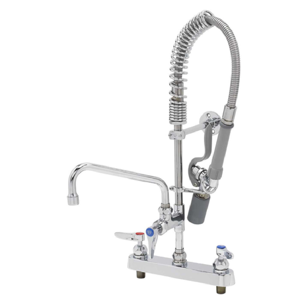 T&S Brass MPJ-8CLN-08-CR EasyInstall Mini Pre-Rinse Unit Low Profile Deck Mount Mixing Faucet With 8" Adjustable Centers