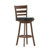 Flash Furniture ES-UN3-29-OAK-GG Zerrick Swivel Bar Stool Wood Ladderback Padded LeatherSoft Seat