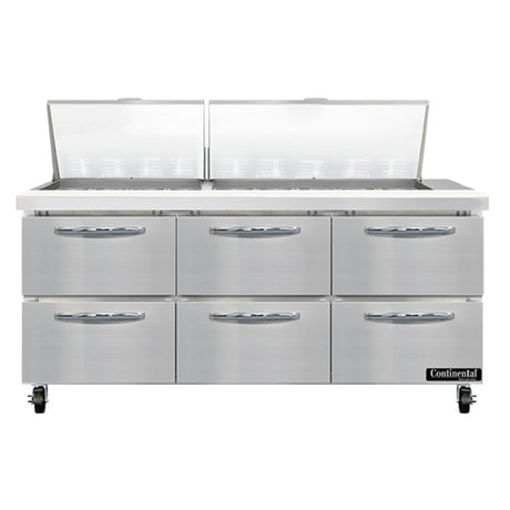 Continental Refrigerator SW72N27M-D Mighty Top Sandwich Unit 72"W 20.6 Cu Ft Capacity