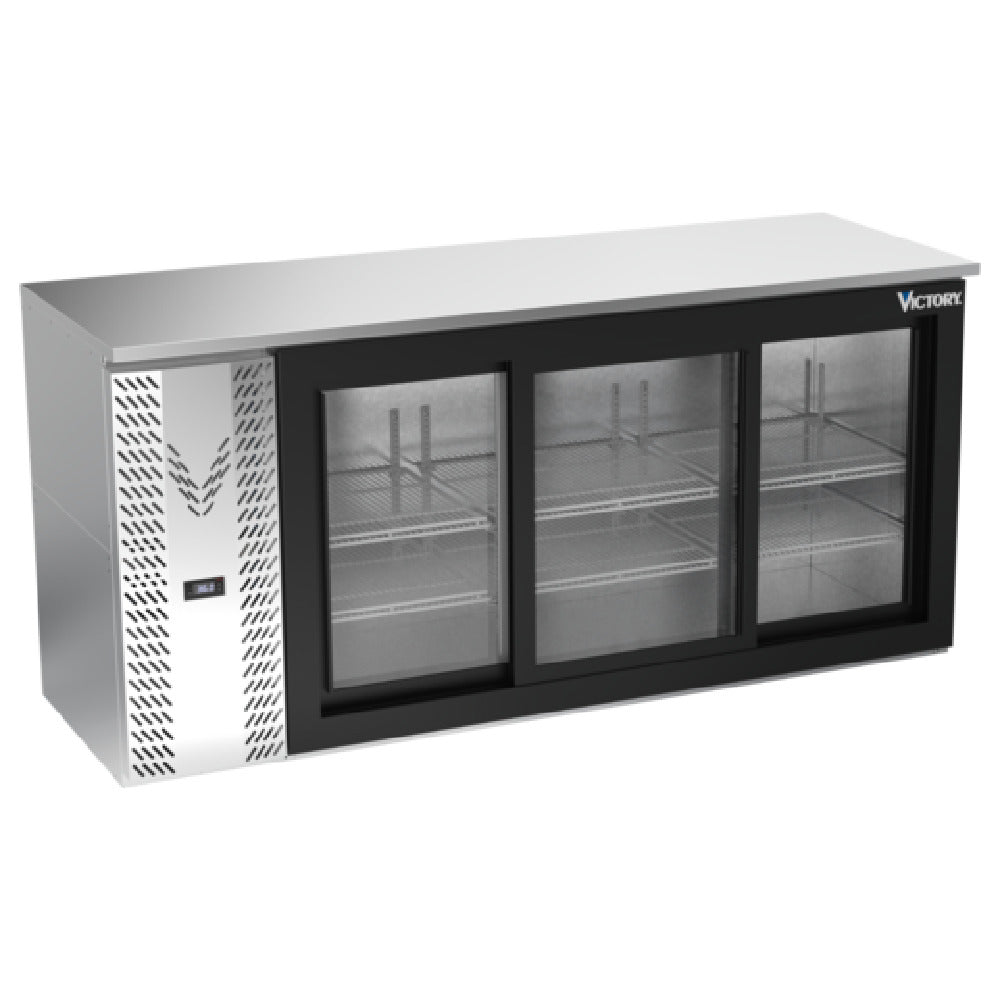 Victory VBBN72HC-GS-S - Back Bar Refrigerator, Three-section, 72"W X 25-1/4”D X 34"H