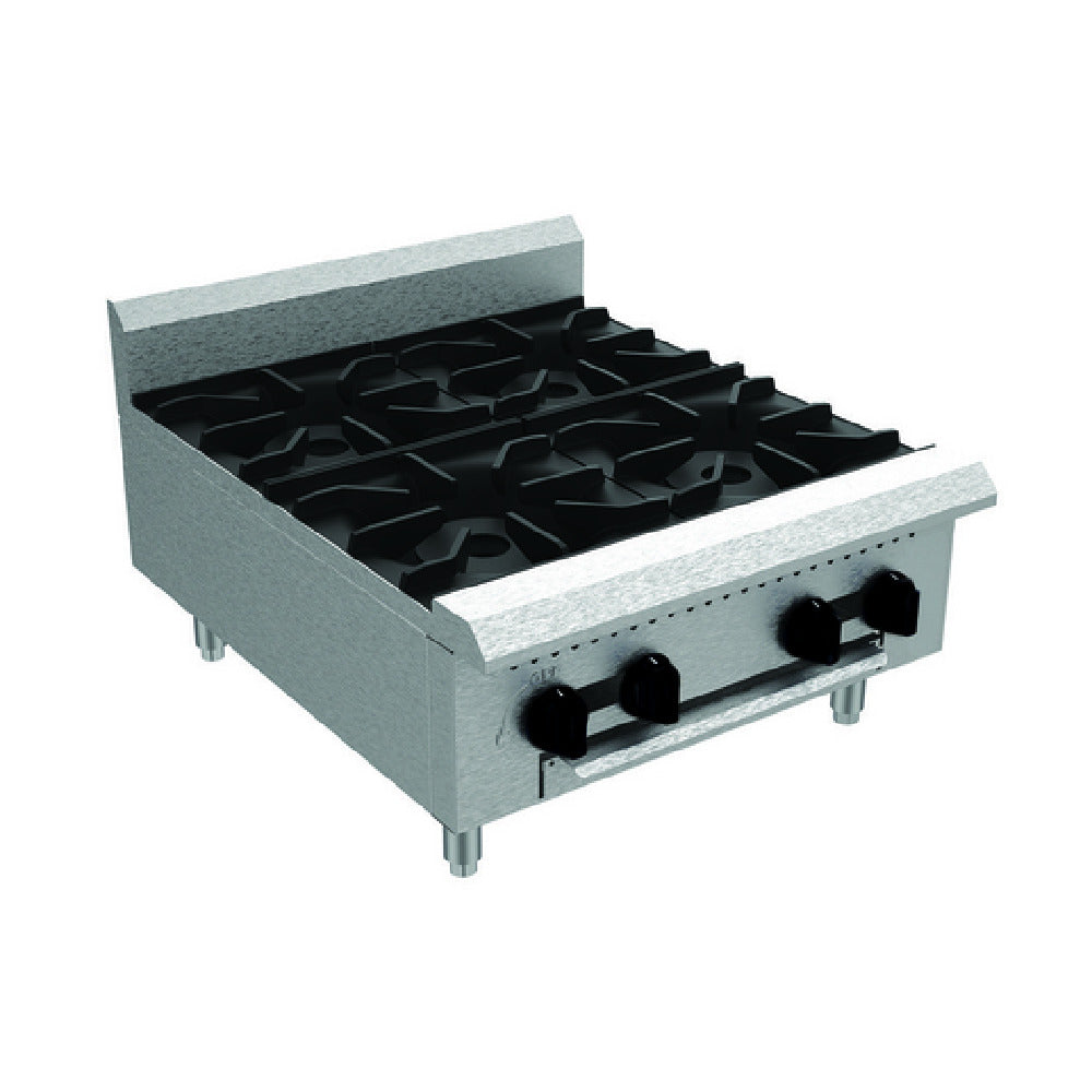Serv-Ware SHPS-24-LP-SA - Serv-Ware - Gas Cooking - 24" Four (4) Burner Hot Plate - Liquid Propane - Dimensions: 24" W X 27.2" D X 11.28" H - BTU/H: 25,000 Per Burner - # Of Burners: 4 - Gas Line: 3/4 - W.C. For Natural Gas: 4 In. - W.C. For LP: 10 In. - Materials: Stainless Steel Construction With Heavy-duty Cast Iron Grates - Warranty: 1 Year