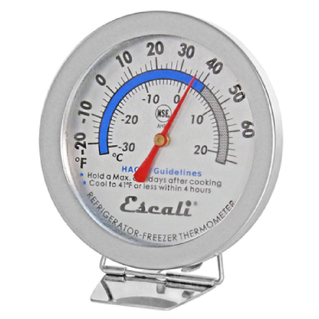 San Jamar THDLRFSS Escali Refrigerator/Freezer Thermometer 3" Dia. X 3/4"D X 3-3/4"H