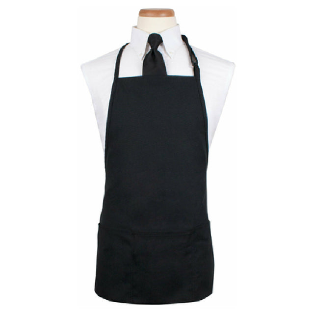 John Ritzenthaler Company 3PBIABKFP Ritz® Bib Apron 26" X 23" Long 3 Front Pockets And Pen Pocket With Seamless Bottoms