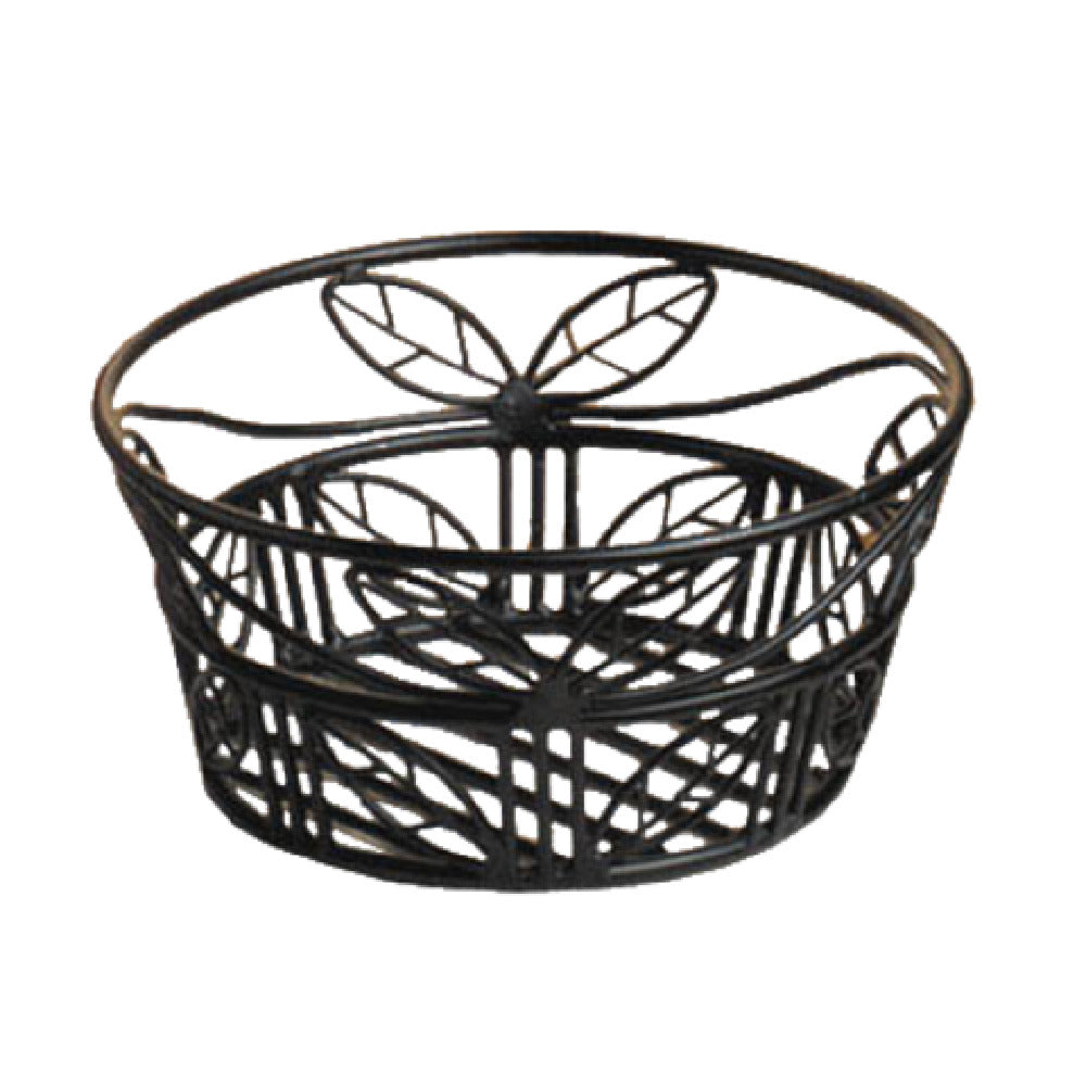 American Metalcraft BLLB94 Bread Basket 9" Dia. X 3-5/8"H Black Leaf Design