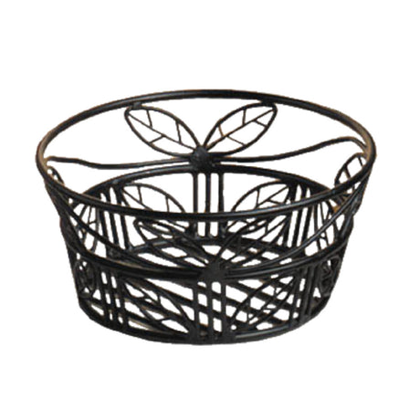 American Metalcraft BLLB94 Bread Basket 9" Dia. X 3-5/8"H Black Leaf Design