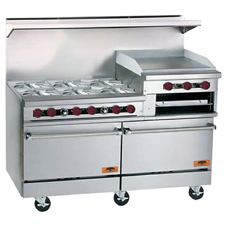 Copper Beech PCBR-60-24G Gas Range W/ Double Oven And 24" Griddle Total BTU 2400006 Burners 3000 BTU Each