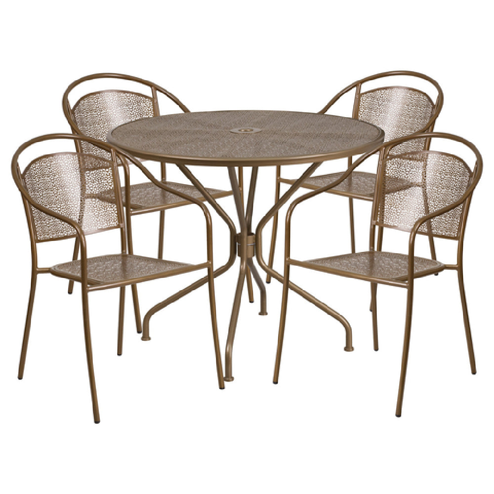 Flash Furniture CO-35RD-03CHR4-GD-GG Patio Table Set Includes (1) Table: 35-1/4" Dia. X 28-3/4"H