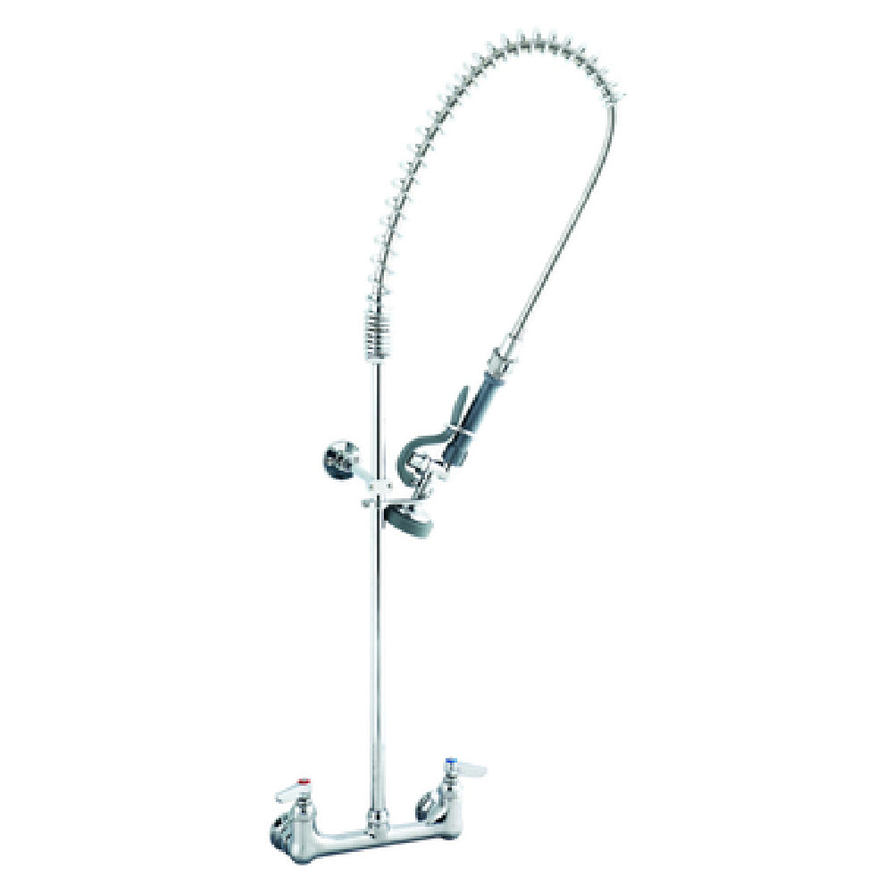 T&S Brass B-0133-B-SWV EasyInstall Pre-Rinse Unit Spring Action Gooseneck 8" Wall Mount Mixing Faucet Base