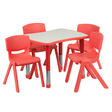 Flash Furniture YU-YCY-098-0034-RECT-TBL-RED-GG Preschool Activity Table Set Includes (1) Table: 26-5/8"W X 21-7/8"D X 14-1/2" 23-3/4" Adjustable Height