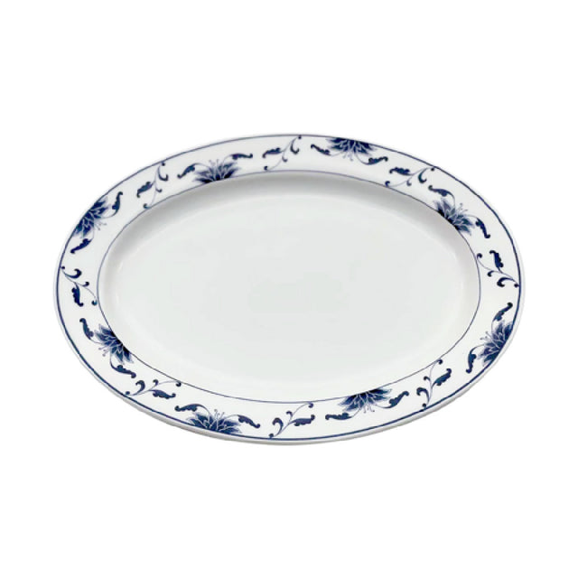 Cameo China 255-93 Blue Lotus Platter 9-1/4" X 6-5/8" X 3/4"H (23.5 Cm X 17 Cm X 2 Cm)
