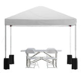 Flash Furniture JJ-GZ10PKG183Z-4LEL3-WHWH-GG Otis Pop-up Canopy Tend And Folding Table With Chairs Set