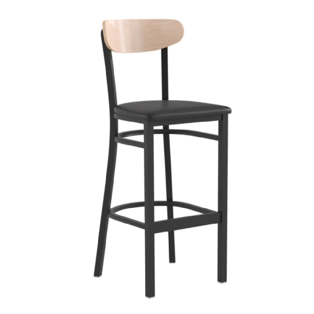 Flash Furniture XU-DG6V6BV-NAT-GG Wright Bar Stool 500 Lb. Weight Capacity Black Vinyl Upholstered Seat