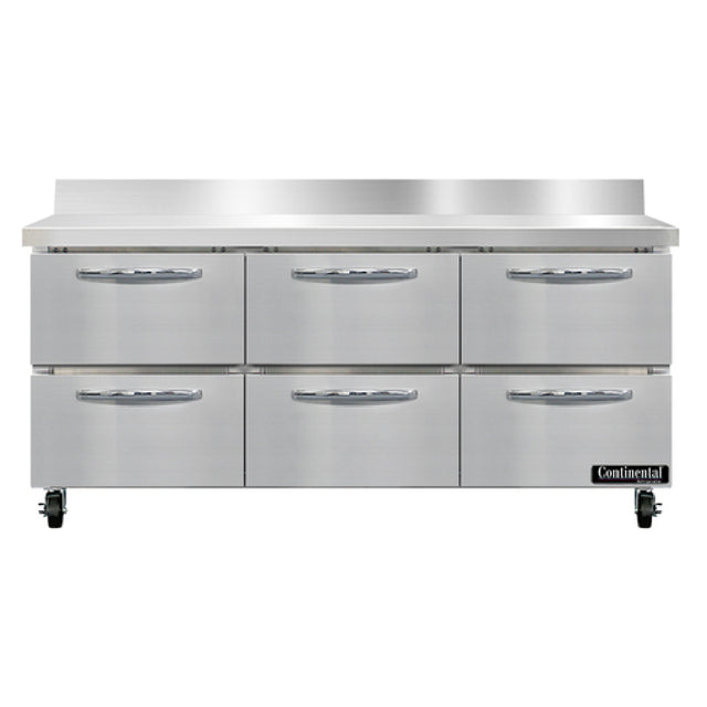 Continental Refrigerator SW72NBS-D Work Top Refrigerator 72"W 20.6 Cu Ft Capacity