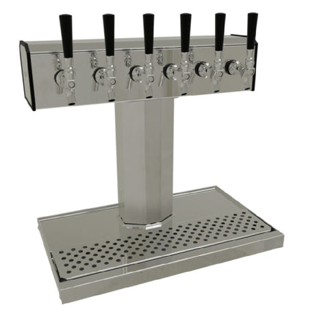 Glastender BT-6-MFR Tee Draft Dispensing Tower Countertop (6) Stainless Steel Faucets (handles Not Included)