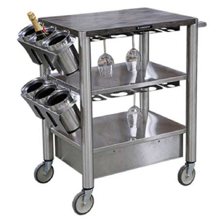 Lakeside 509 Wine Cart 22-1/2" X 38-1/2" X 40"H (3) Tiered Solid Shelves