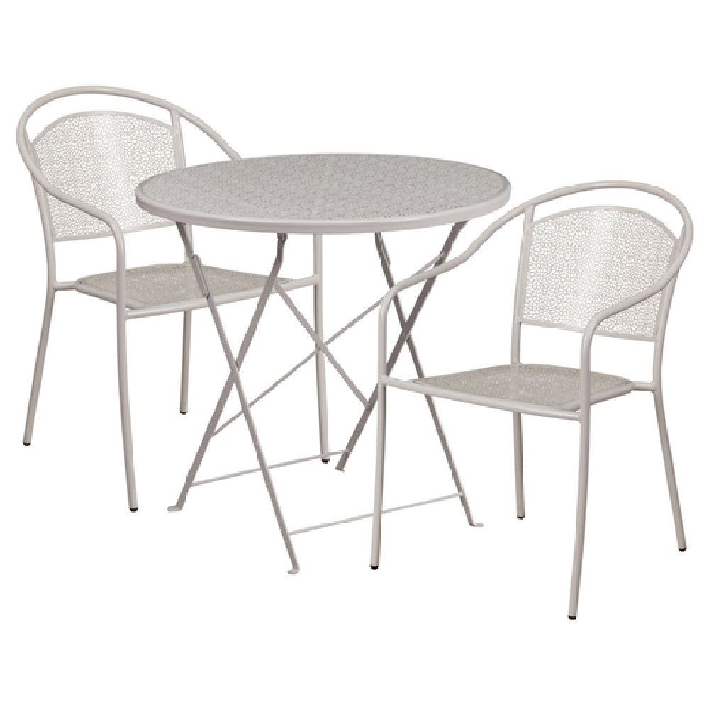 Flash Furniture CO-30RDF-03CHR2-SIL-GG Patio Table Set Includes (1) Folding Table: 30" Dia. X 28"H