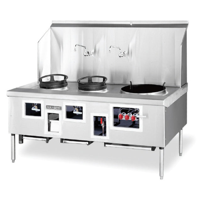 American Range ARCR-4 - Chinese Range, Gas, (4) Burners & (2) Manually-controlled Swing Faucets