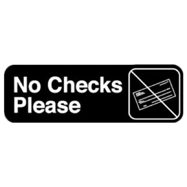 Royal Industries ROY 394520 Sign 3" X 9" "No Checks Please"