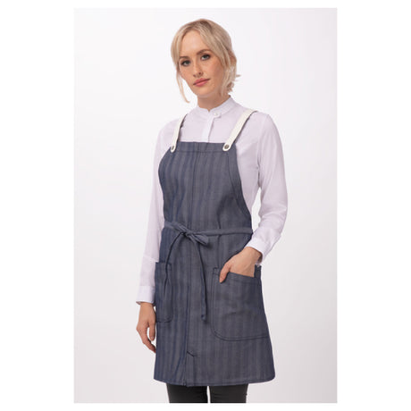 Chef Works ABS02-BLU-0 Seattle Bib Apron 31"L X 38"W Adjustable/removable/reversible Neck Strap (sold Separately)