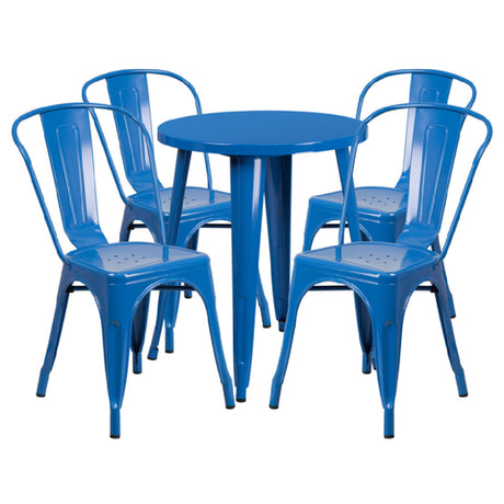 Flash Furniture CH-51080TH-4-18CAFE-BL-GG Table And Chair Set Includes (1) 24" Dia. X 29"H Table