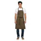 Chef Works ABAQ054-GBN-0 Dorset Bib Apron 34"L X 30"W Adjustable Neck With Grommet