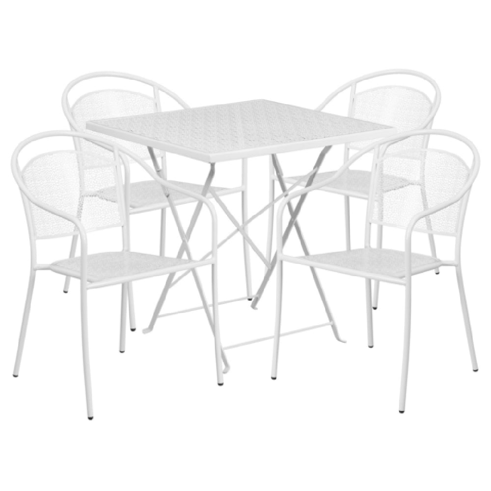 Flash Furniture CO-28SQF-03CHR4-WH-GG Patio Table Set Includes (1) Folding Table: 28"W X 28"D X 28-1/4"H