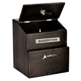 Alpine Industries ADI632-02-BLK Rustic Wood Suggestion Box 8" X 7" X 9"H Lock & Key