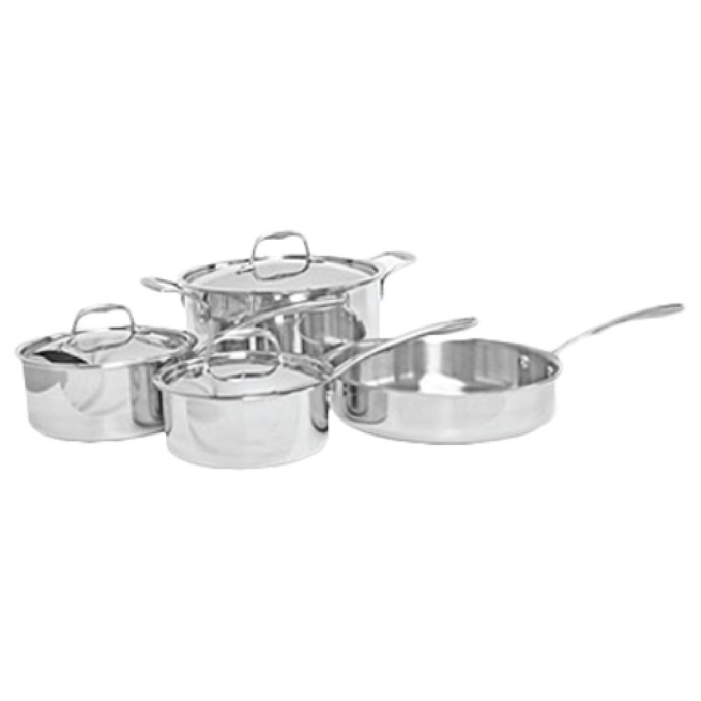 Thunder Group SLCK007 Tri-Ply Cookware Set 7-piece Aluminum Core