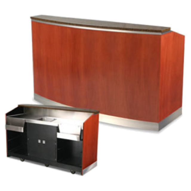 Forbes Industries 5771-5 Mobile Bar 5 Ft. Bar Length Wood Veneer With Brushed Stainless Steel Accent Strips