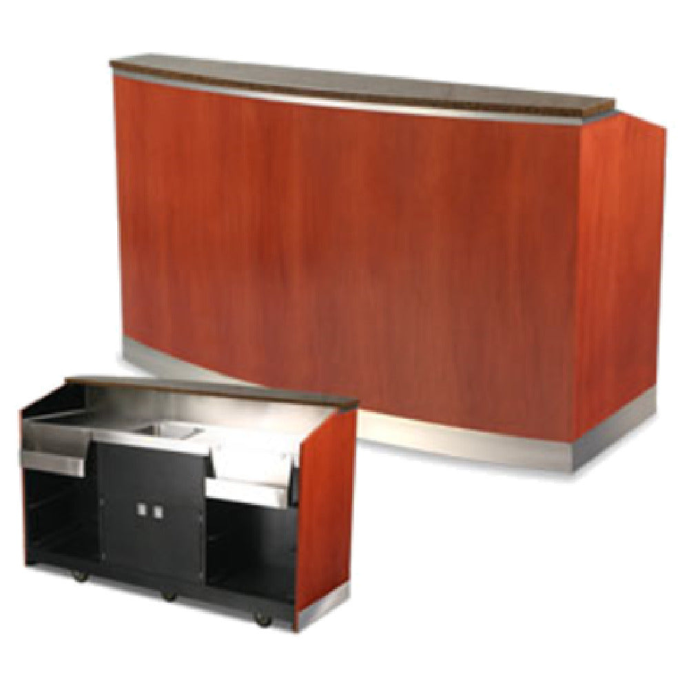 Forbes Industries 5771-8 Mobile Bar 8 Ft. Bar Length Wood Veneer With Brushed Stainless Steel Accent Strips