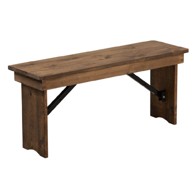 Flash Furniture XA-B-40X12-GG Hercules Series Folding Rustic Farm Bench 40-1/4"W X 12"D X 17-3/4"H